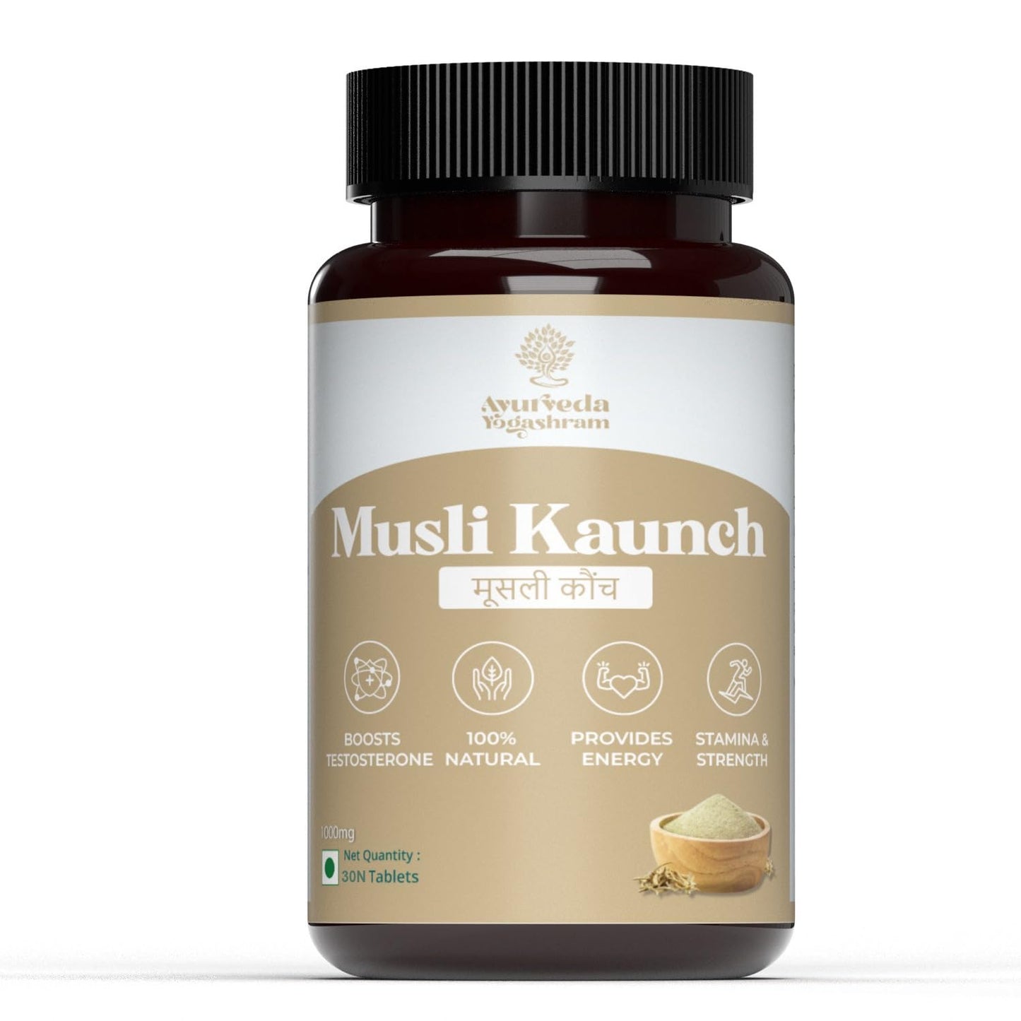 Ayurveda Yogashram Musli Kaunch Safed Musli Capsules – 1000mg | Ayurvedic Supplement for Boosting Strength, Vitality & Energy | 30 Tablets | Approved by Ministry of Ayush