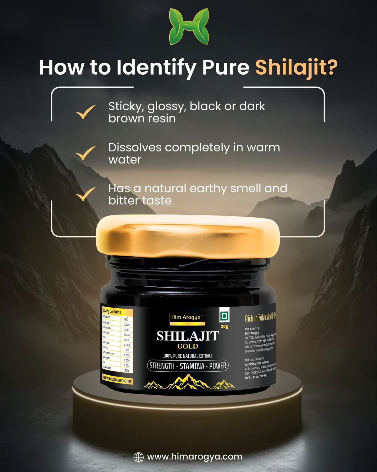 Himalayan Shilajit Resin | Rich in Fulvic Acid|For Strength, Power & Stamina