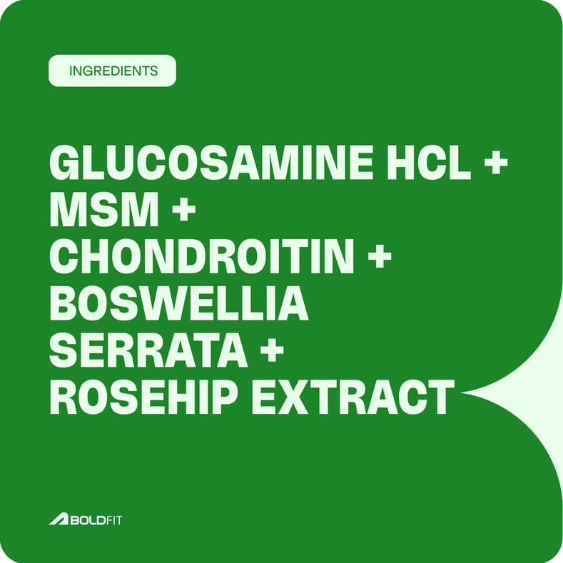 Boldfit Joint Support Supplement Glucosamine Tablets 1000mg Chondroitin,Boswellia & Rosehip for Cartilage & Muscle Health Joint Support Tablets Relieves Pain and Stiffness - 60 capsules