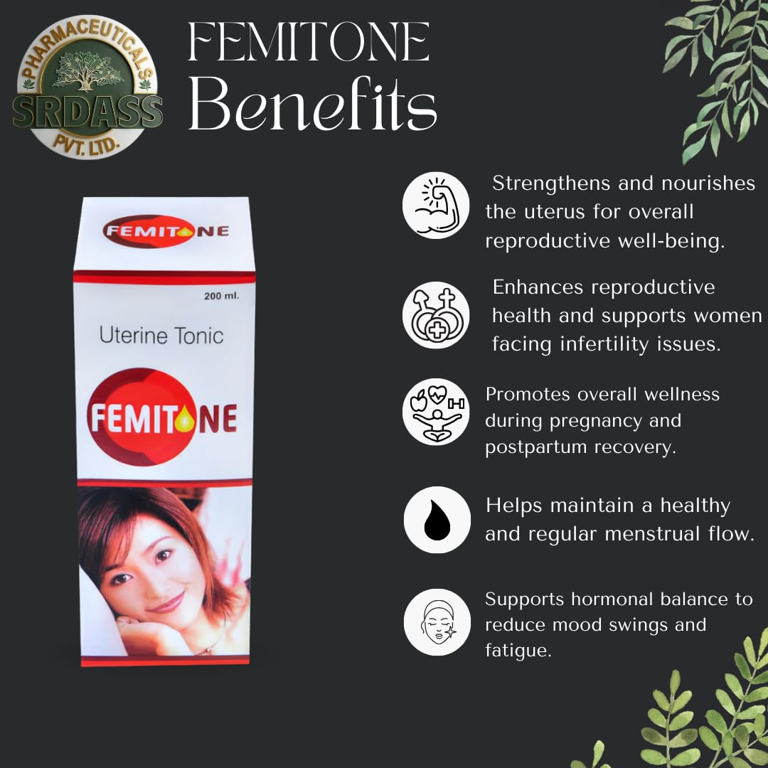 FEMITONE – Herbal Uterine Tonic for Women’s Health | Pack of 2 (200ml Each) | Supports Menstrual Wellness, Hormonal Balance & Reproductive Care | Ayurvedic Formula