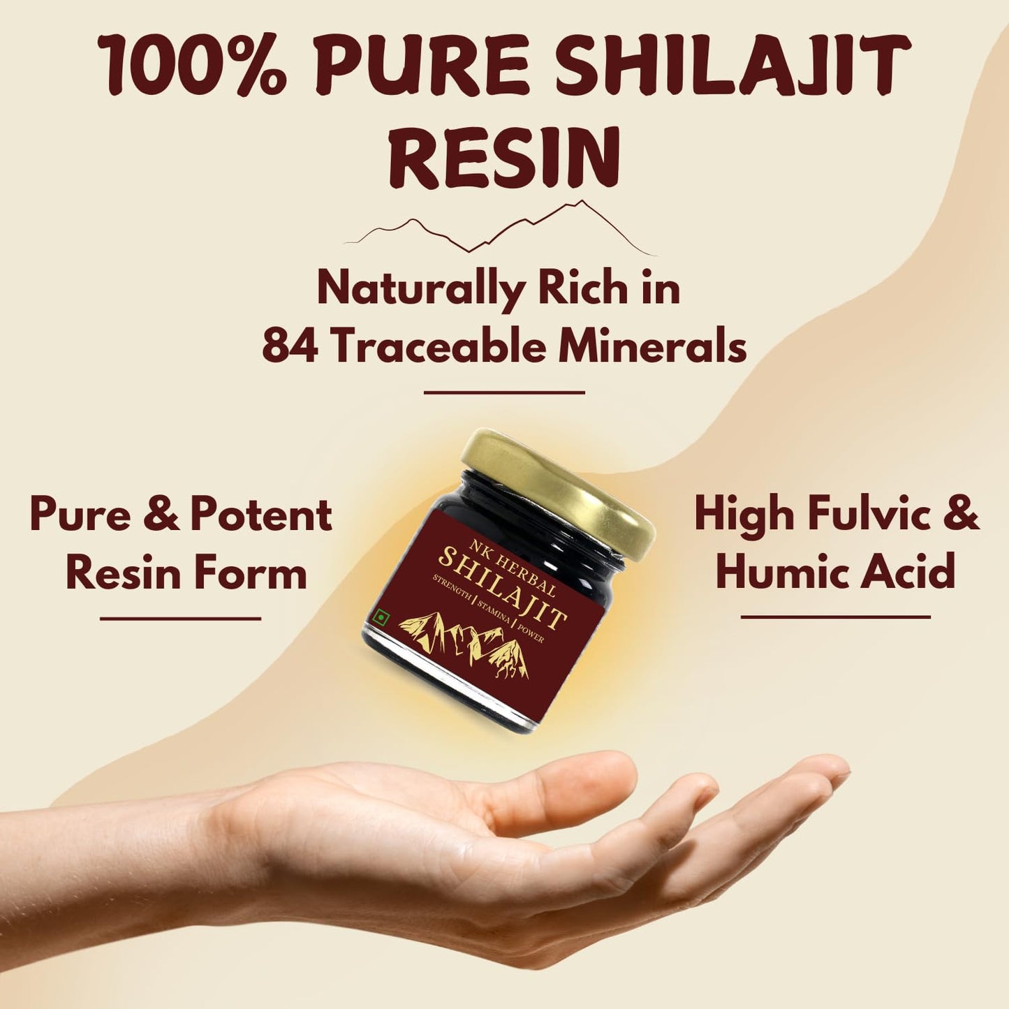 NK Herbal Pure Ayurvedic Shilajit for Men Women | Natural Shilajeet Resin with High Fulvic Humic Acid | For Stamina Strength Endurance Performance Power | Kashmir Origin (25g)