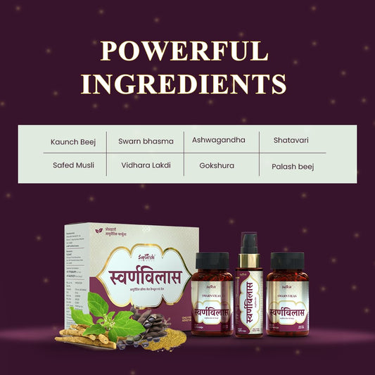 Swarnvilas Ayurvedic Vitality Combo for Men – 100% Natural Stamina & Sexual Wellness Supplement – Capsules & Oil – 60-Day Course – Boosts Energy, Hormonal Balance & Performance