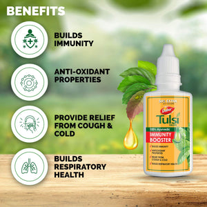 Dabur Tulsi Drops : 30ml (20ml + 10ml Free) | Contains Extracts of 5 Rare Tulsi | Boosts Immunity | Cough And Cold Relief | 100% Ayurvedic | Builds Respiratory Health