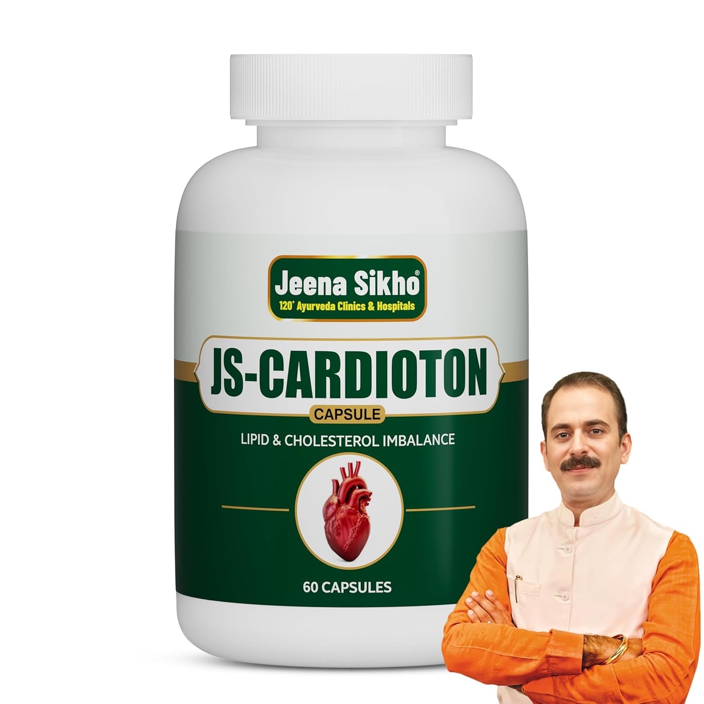 Jeena Sikho Js-Cardioton Capsules | Herbal Heart Care Supplement | Naturally Blended With Arjun, Sarpagandha, And Sunthi | Ayurvedic Heart Wellness Multivitamin, 60 Capsules