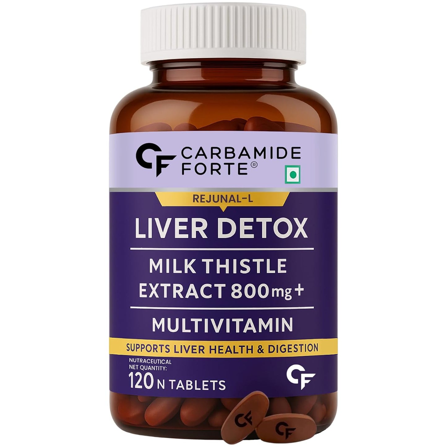 Carbamide Forte Liver Detox Supplement with Milk Thistle | 800mg Milk Thistle Extract (30:1) | Liver Detox Tablets with Added Multivitamins & Amino Acids – 120 Veg Tablets