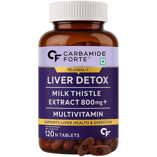 Carbamide Forte Liver Detox Supplement with Milk Thistle | 800mg Milk Thistle Extract (30:1) | Liver Detox Tablets with Added Multivitamins & Amino Acids – 120 Veg Tablets