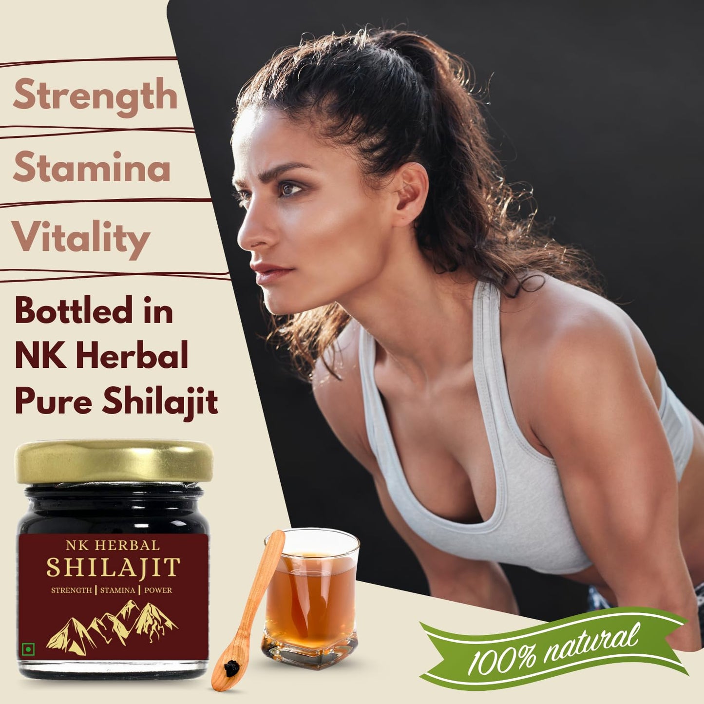 NK Herbal Pure Ayurvedic Shilajit for Men Women | Natural Shilajeet Resin with High Fulvic Humic Acid | For Stamina Strength Endurance Performance Power | Kashmir Origin (25g)