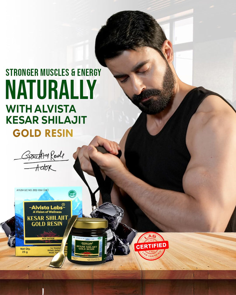 Alvista Labs Kesar Shilajit Gold Resin with Saffron, 25g, Ayurvedic Herbal Supplement, Vegetarian
