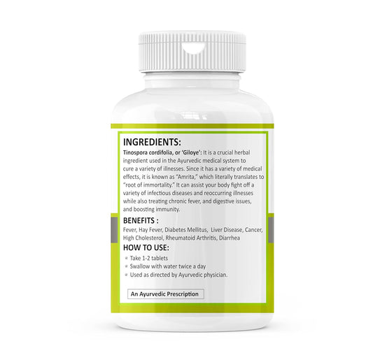 Zenius Pure Giloy Tablets | Giloy Ghanvati Ayurvedic Medicine for Fever | Herbal Supplement Immunity For Men and Women | 60 Tablets (Pack of 1)