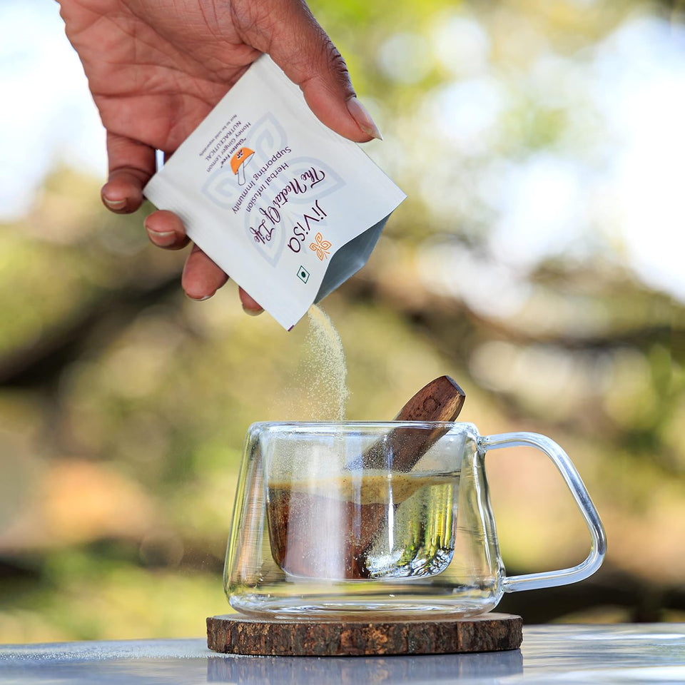 JiViSa The Nectar of Life Herbal Tea for Cold, Cough and Immunity (30 Cups) Kadha with 13 Powerful Herbs, Daily Ayurvedic Tea, Sugar-Free, No-Preservatives Instant Tea Powder Mix Nutraceutical
