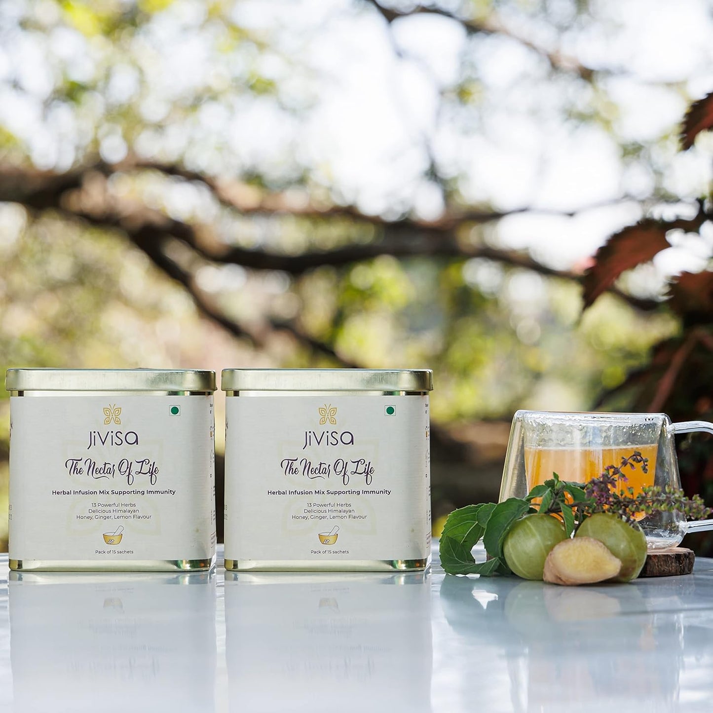 JiViSa The Nectar of Life Herbal Tea for Cold, Cough and Immunity (30 Cups) Kadha with 13 Powerful Herbs, Daily Ayurvedic Tea, Sugar-Free, No-Preservatives Instant Tea Powder Mix Nutraceutical