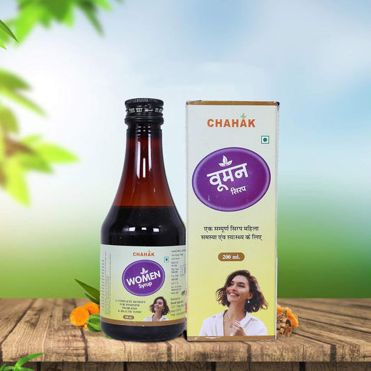 CHAHAK Women’s Care Syrup | Ayurvedic Health Tonic for PMS Relief, Menstrual Cramps, Hormonal Balance & Menopause Support | Herbal Supplement for Women’s Wellness – 200ml pack of 2
