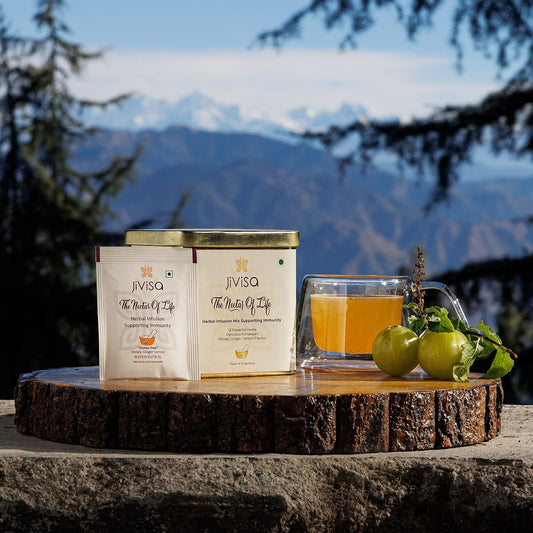 JiViSa The Nectar of Life Herbal Tea for Cold, Cough and Immunity (30 Cups) Kadha with 13 Powerful Herbs, Daily Ayurvedic Tea, Sugar-Free, No-Preservatives Instant Tea Powder Mix Nutraceutical