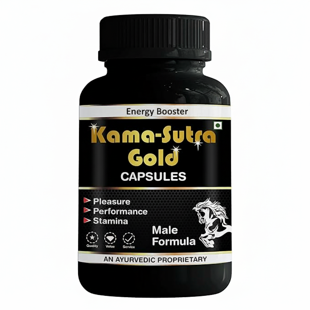Herbal Kama Sutra Gold Capsules with Original Shilajit, Ashwagandha & Safed Musli – Ayurvedic Supplement for Energy & Vitality Support (60 Cap)