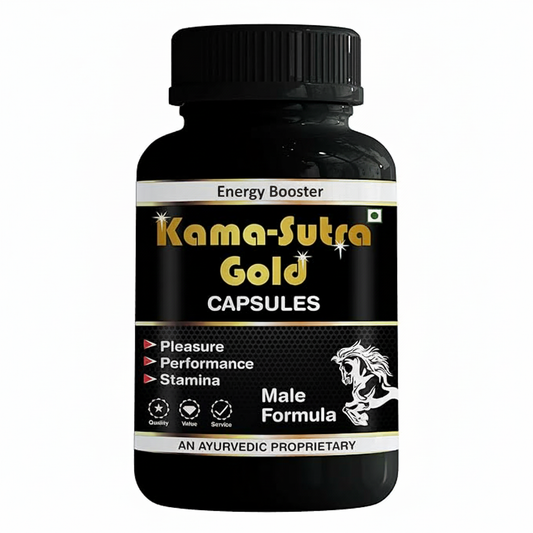 Herbal Kama Sutra Gold Capsules with Original Shilajit, Ashwagandha & Safed Musli – Ayurvedic Supplement for Energy & Vitality Support (60 Cap)