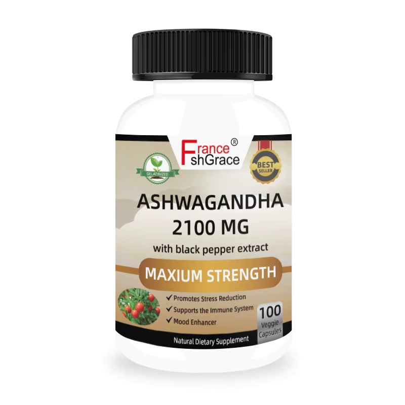 Organic Ashwagandha 2100mg Organic Ashwagandha Root Extract Capsules for Stress Relief and Mood Enhancer