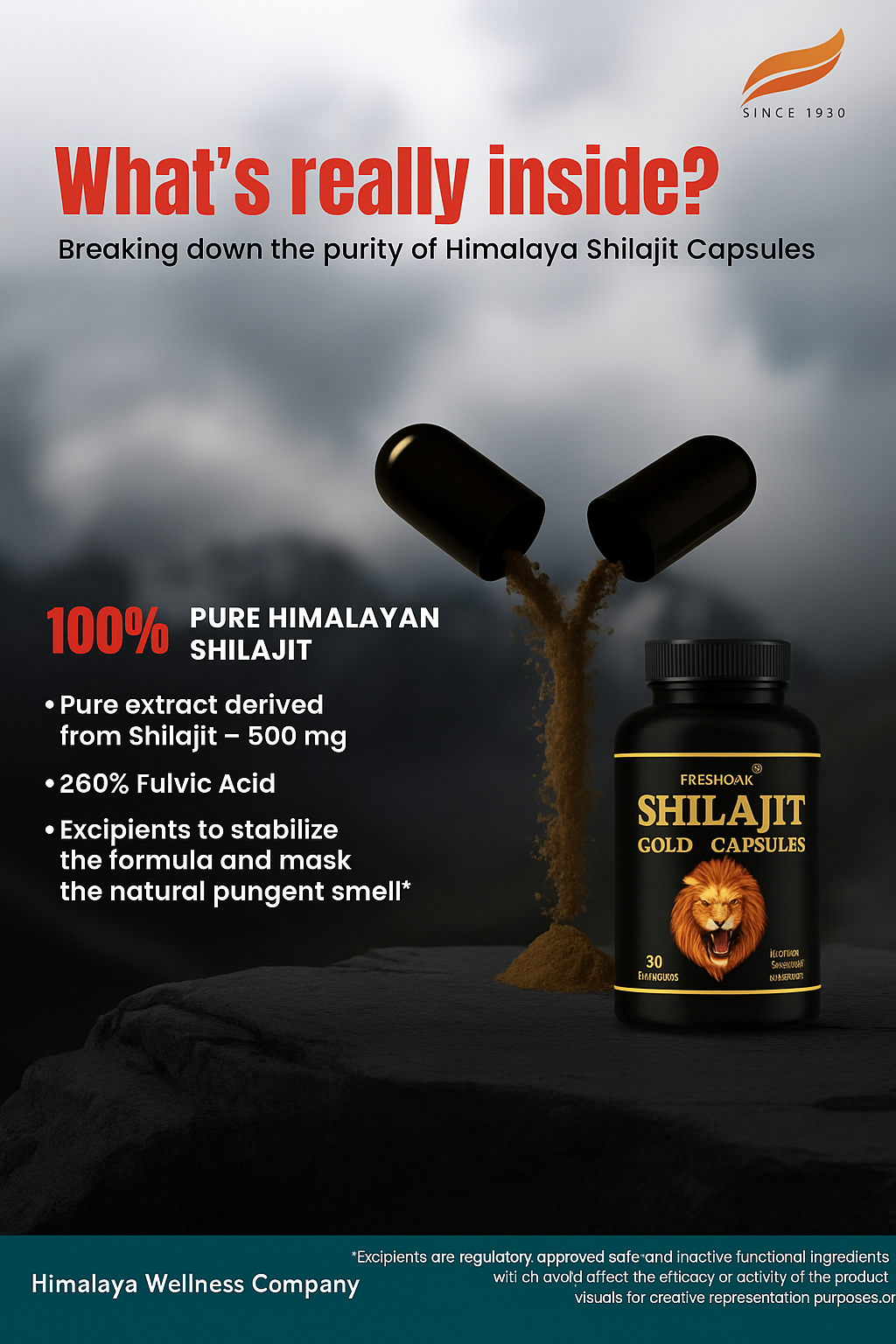 Himalaya Shilajit | 100% Pure Shilajit I 30 Capsules | Enhances Stamina, Energy, and Power | Supports Healthy Testosterone Levels